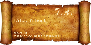 Tálas Albert névjegykártya